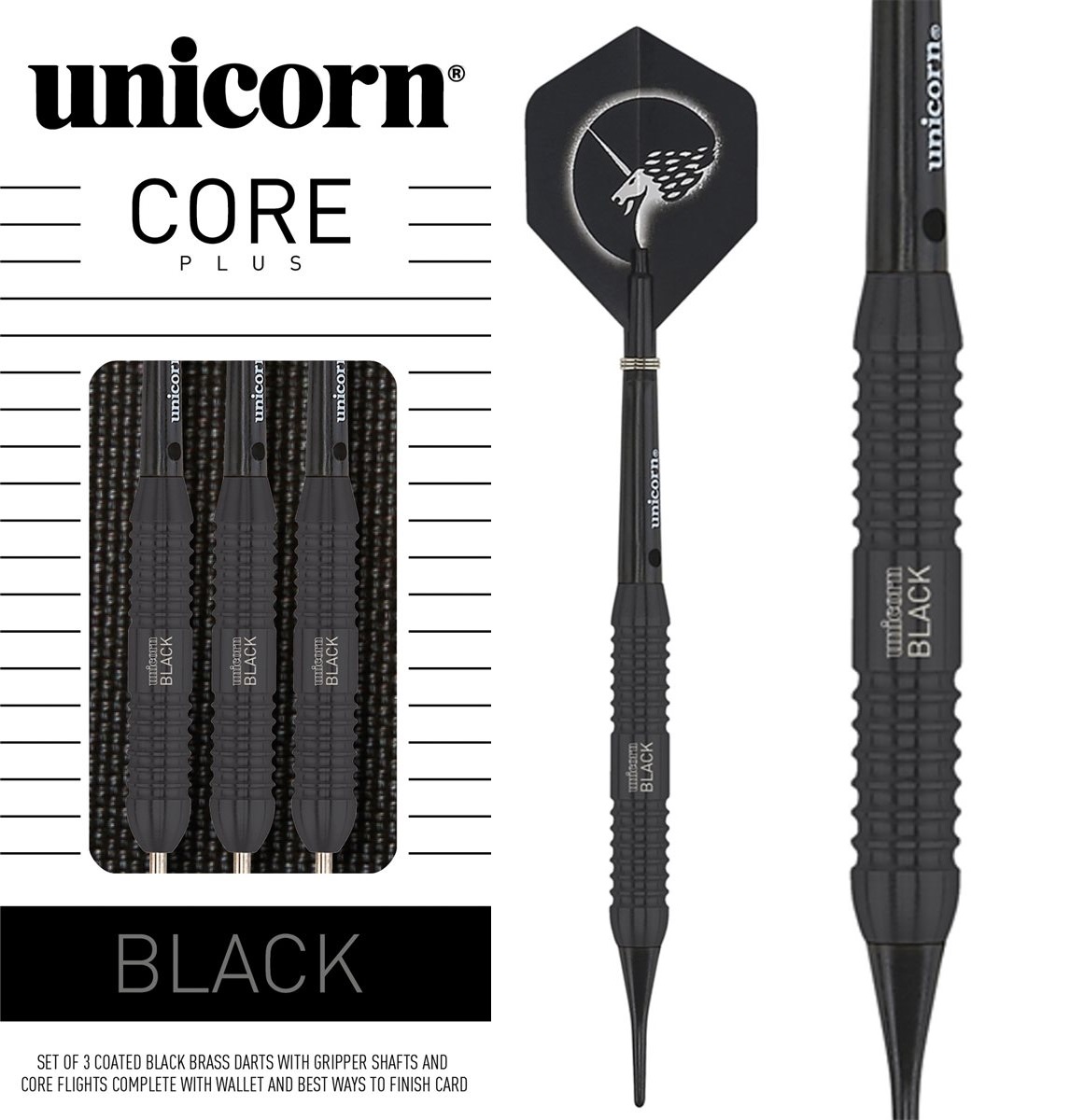 Unicorn Core Plus Black Soft 19g Softdarts