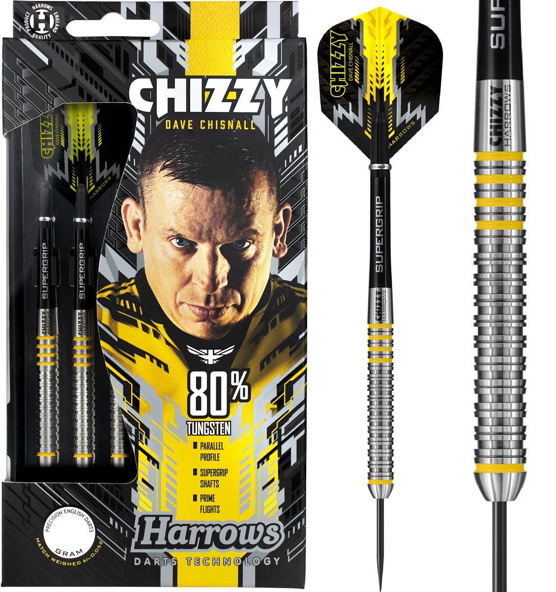Harrows Dave "Chizzy" Chisnall 80% Steel Dartpfeile 21/22/23/24/25/26 Gramm Steeldarts