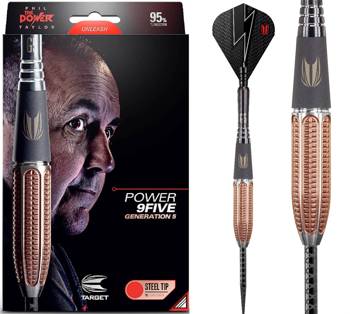 TARGET Phil Taylor 9Five Generation 5 95% Tungsten  22 24 26 Gramm Steeldarts Steeldarts