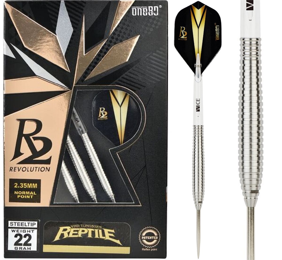 One80 R2 Reptile Points 2,35 mm Steeldart 22 24 Gramm Steeldarts