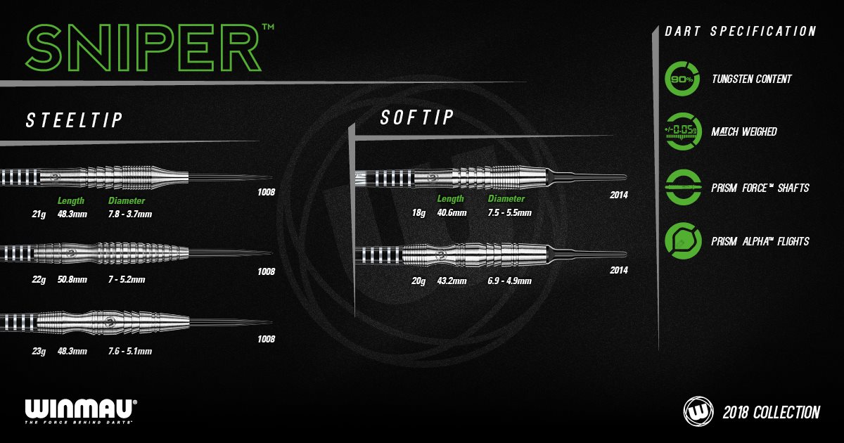 Winmau "Sniper" 18 Gramm Softdarts Modell 2018 Softdarts