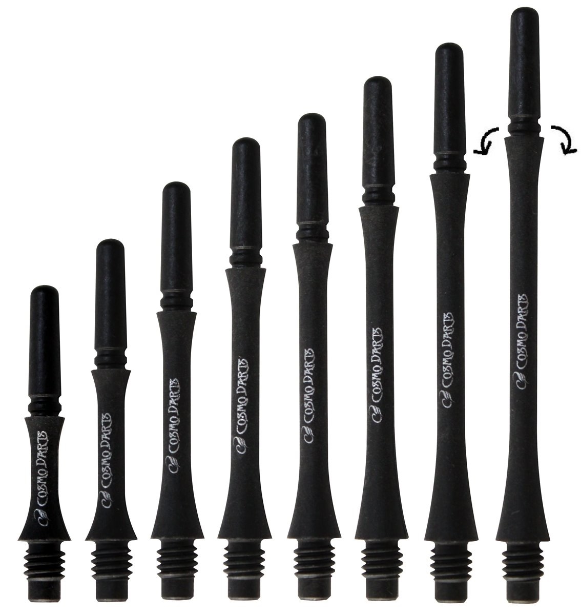 Cosmo Darts Carbon Fit Shafts Slim Black Spinning Shafts