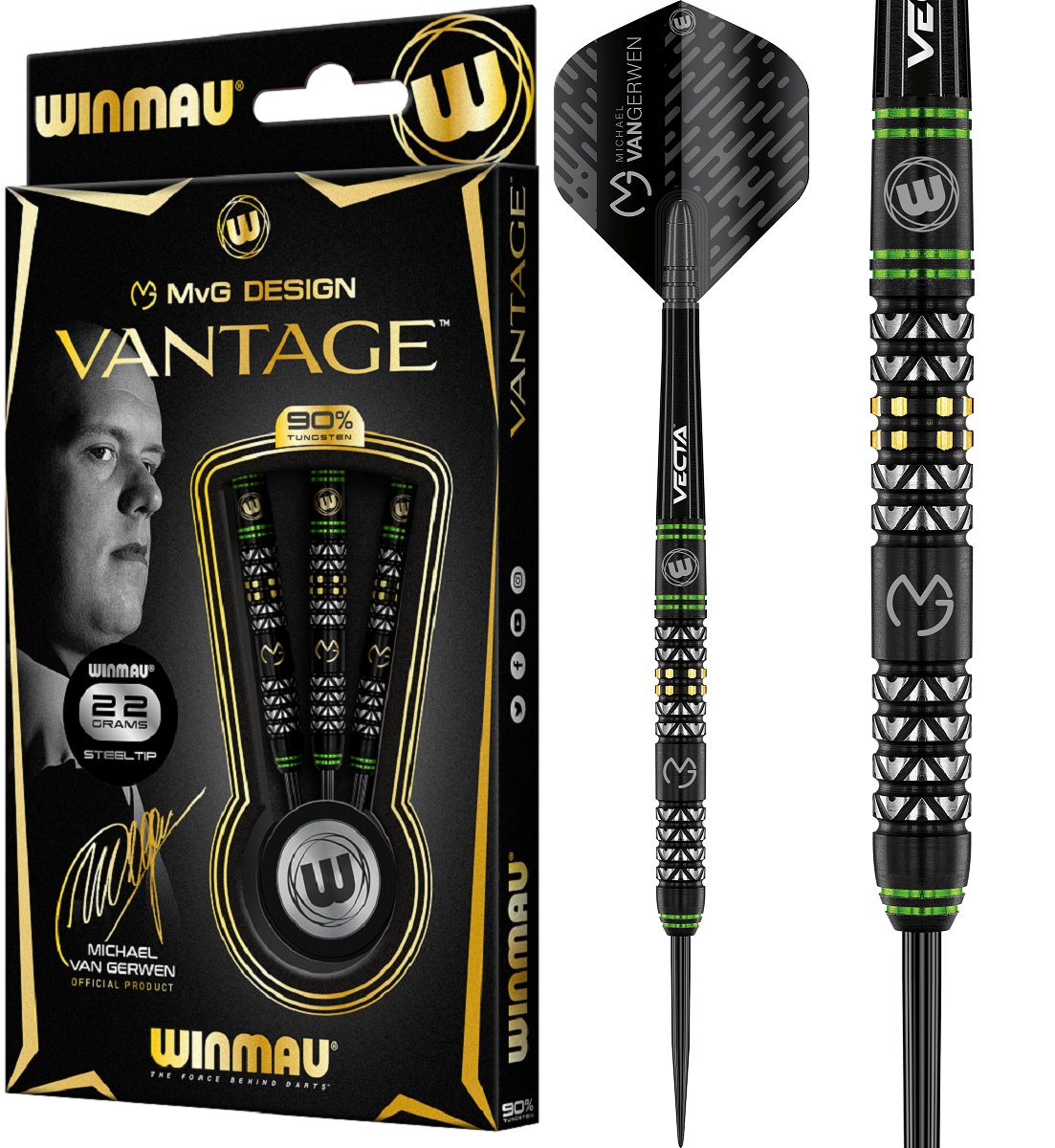 Winmau Michael van Gerwen MvG Vantage Steel Darts 22/23/24 Gramm Steeldarts