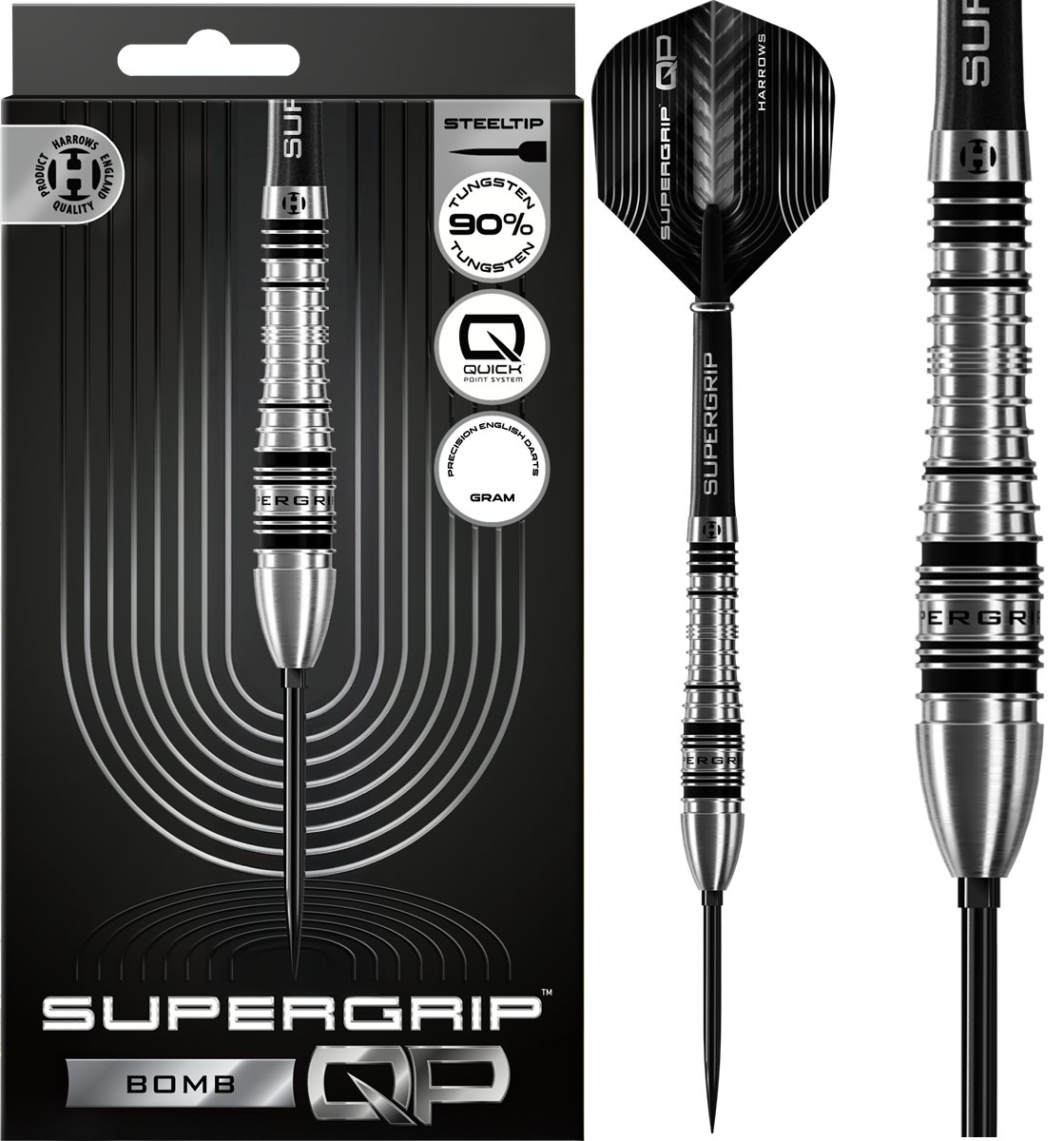 Harrows Supergrip QP Bomb 90% Steeldarts 23/25 Gramm Steeldarts