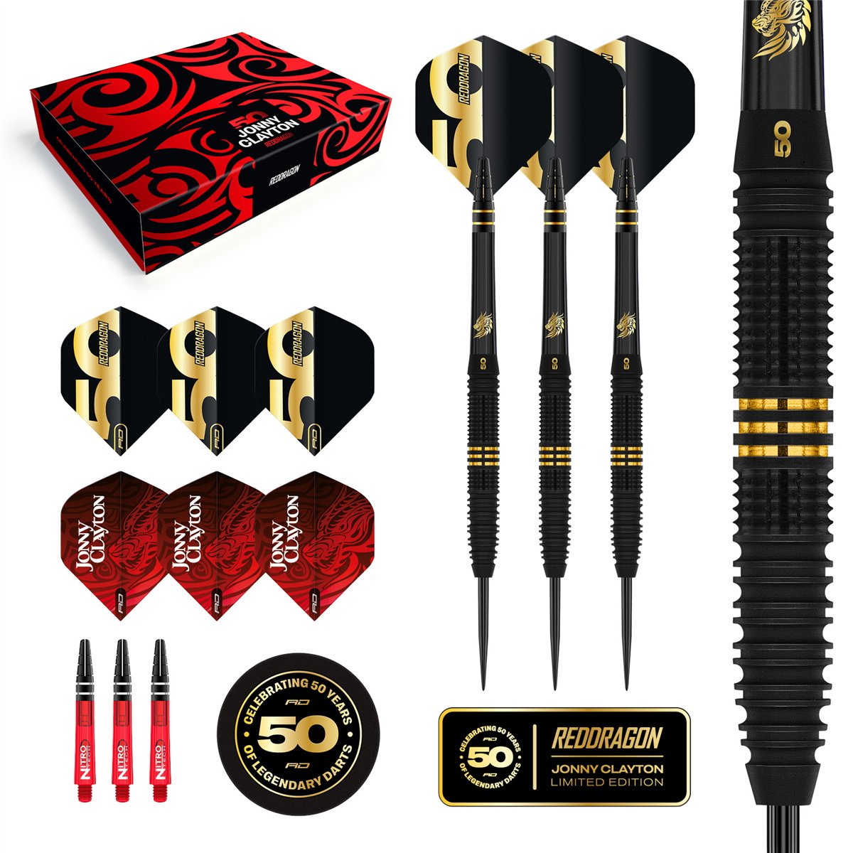Reddragon Jonny Clayton 50 Years Limited Edition 90% Steeldarts 22 Gramm  Steeldarts