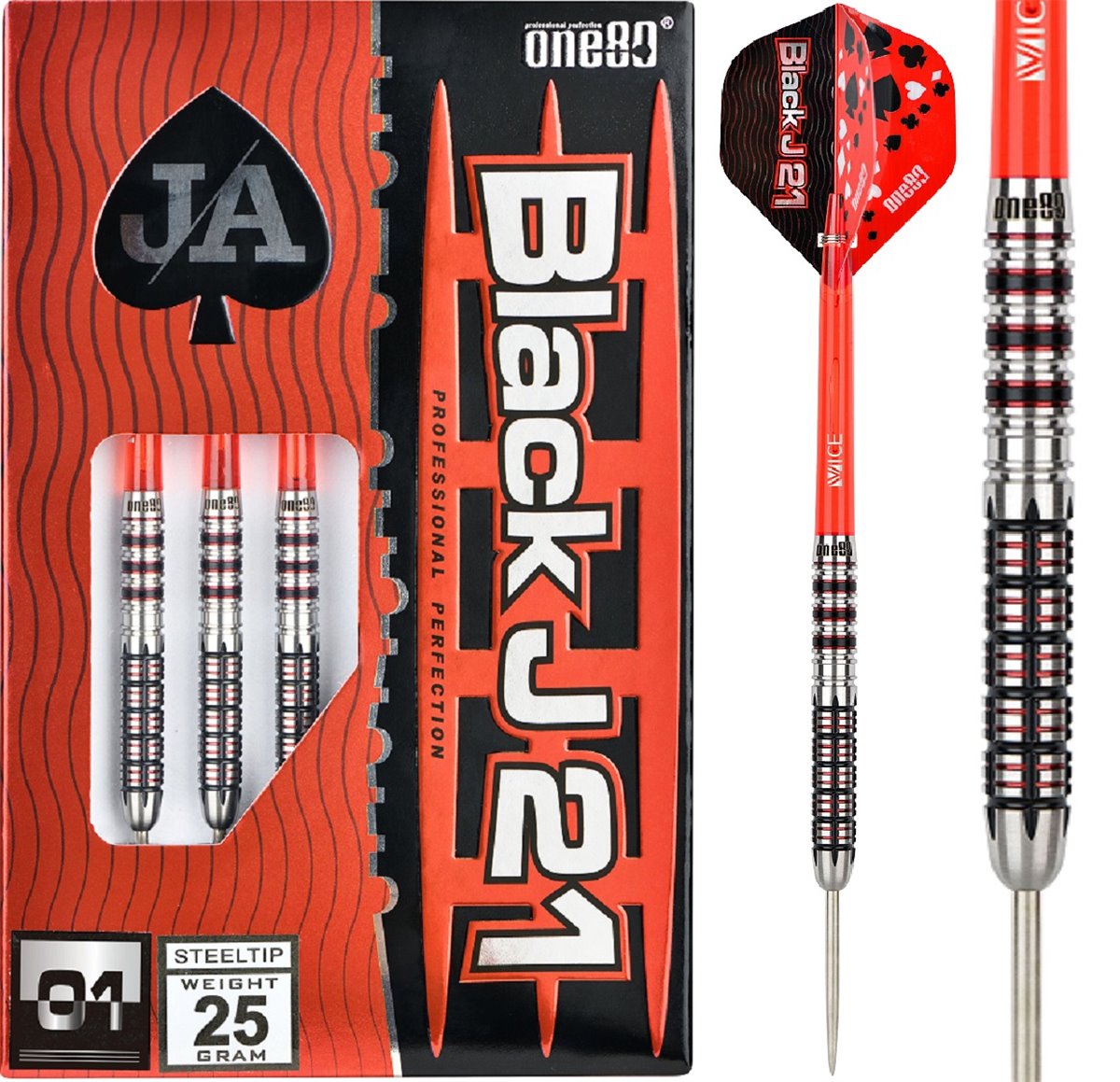 one80 Black J21-01 Steeldarts 21/23/25 Gramm Steeldarts