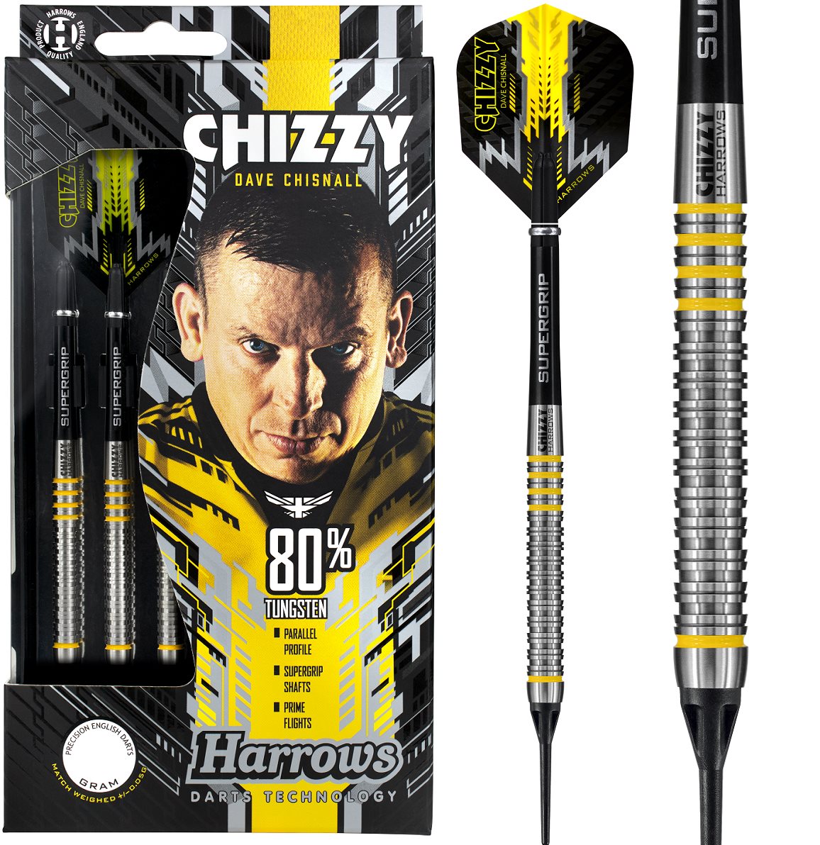Harrows Dave "Chizzy" Chisnall 90% Soft Dartpfeile 18/20/22 Gramm Softdarts