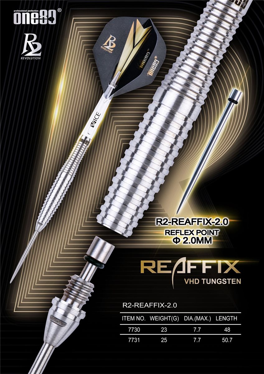 one80 R2 Reaffix 2.0 Steeldart Pfeile 23/25 Gramm Steeldarts