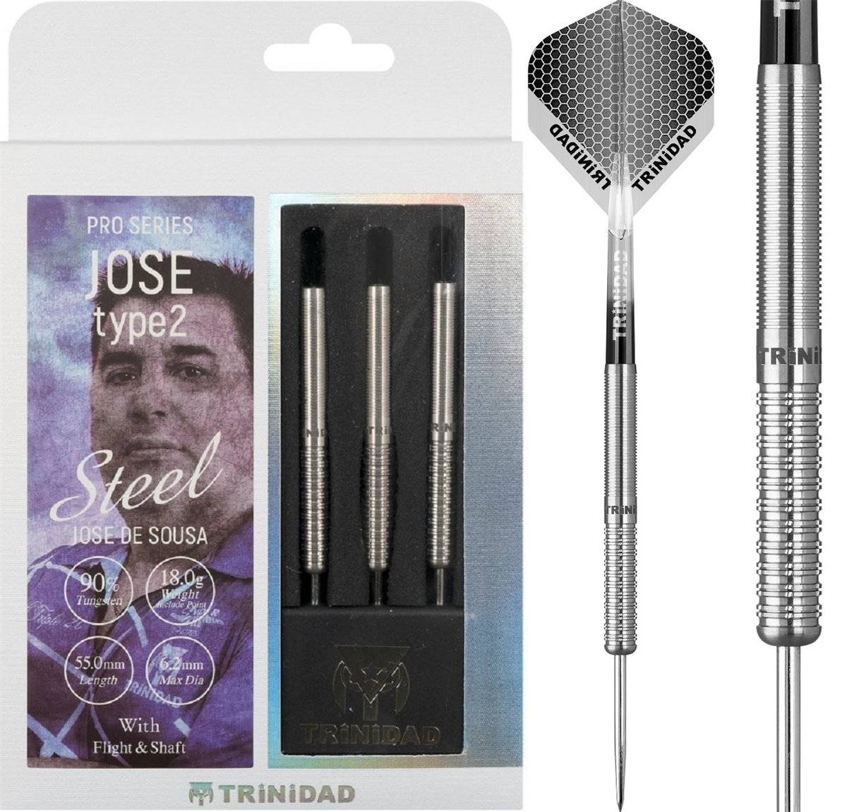 Trinidad Pro José de Sousa 90% Tungsten Type 2 Steeldarts 18 Gramm Steeldarts