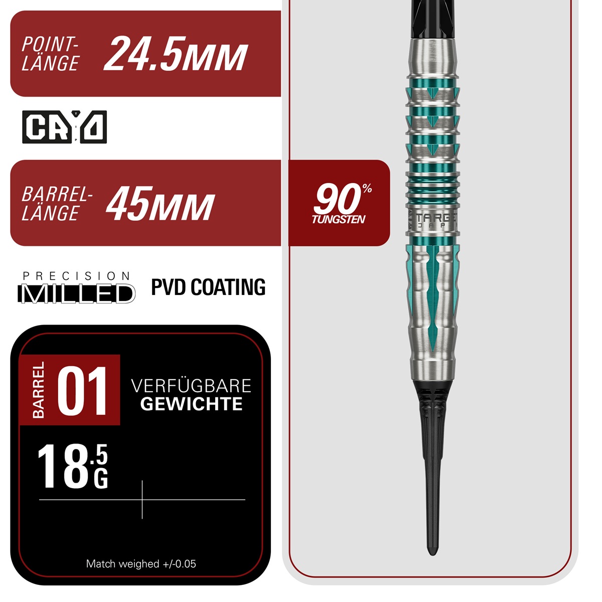 Target Black Marque Pierce 90% 2BA Softdarts 18,5 Gramm Softdarts