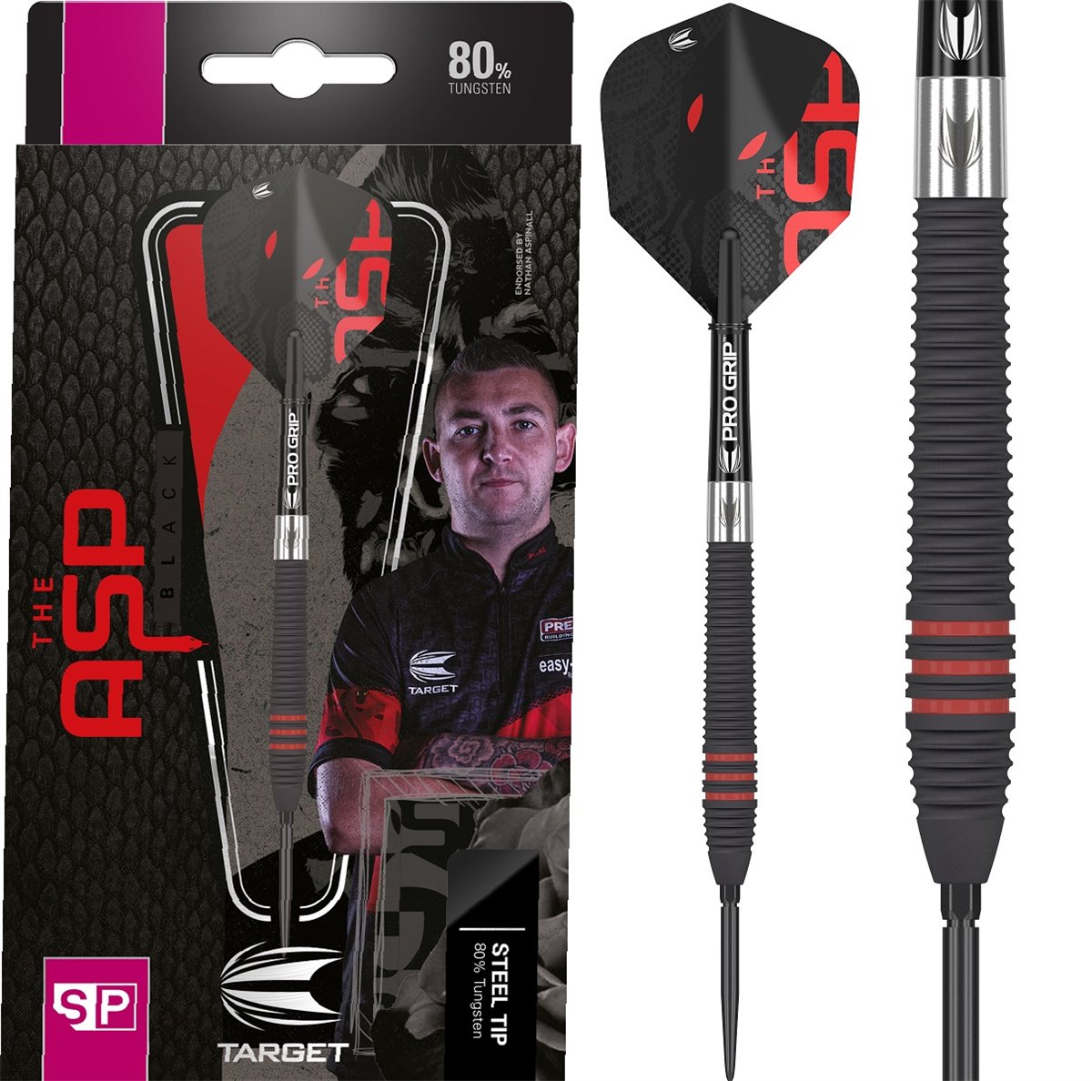 Target Nathan Aspinall Black Swiss Point 80% 2023 Steeldarts 22/24 Gramm Steeldarts