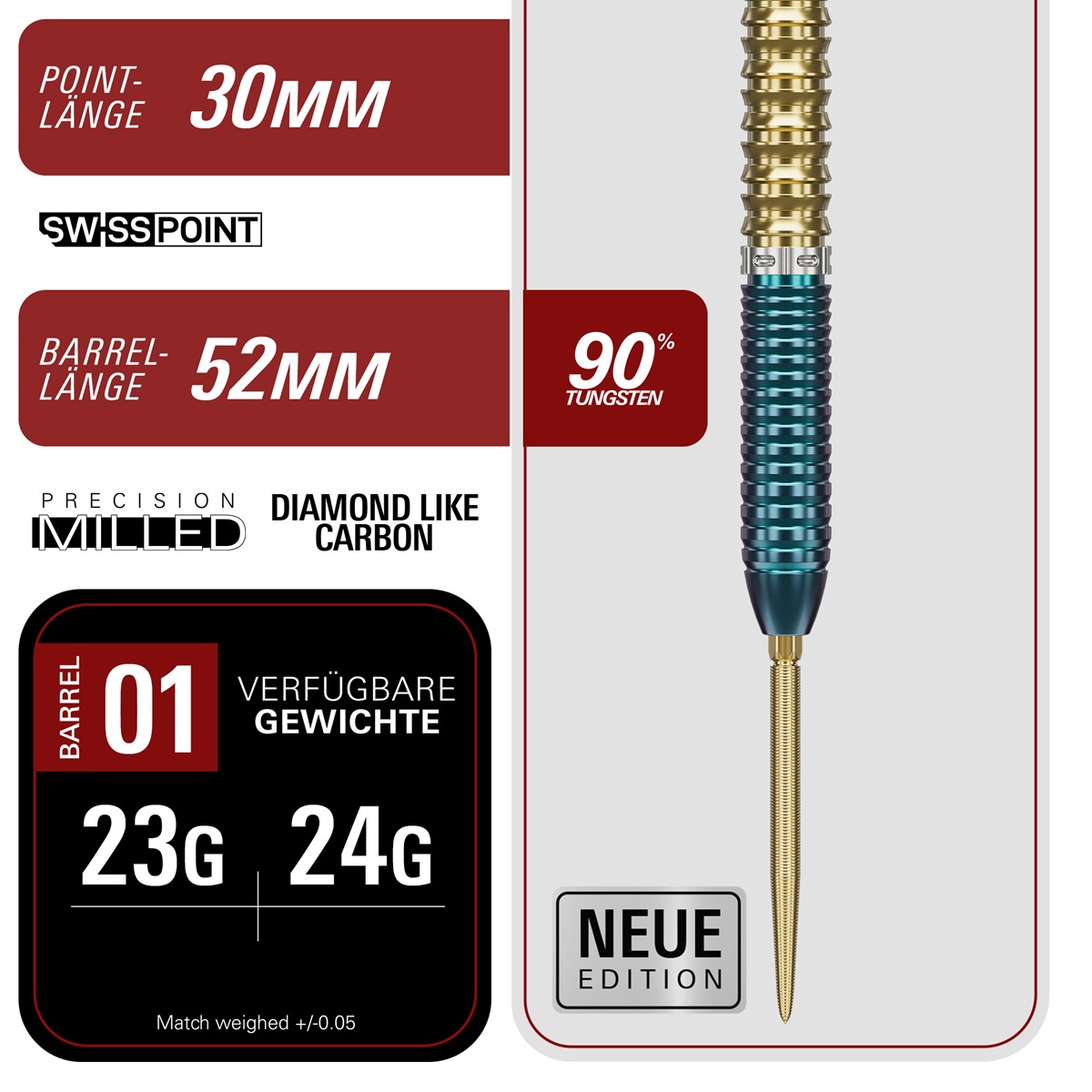 Target Zenith G2.5 Tung Suk Swiss Point 90% Steeldarts 23/24 Gramm Steeldarts