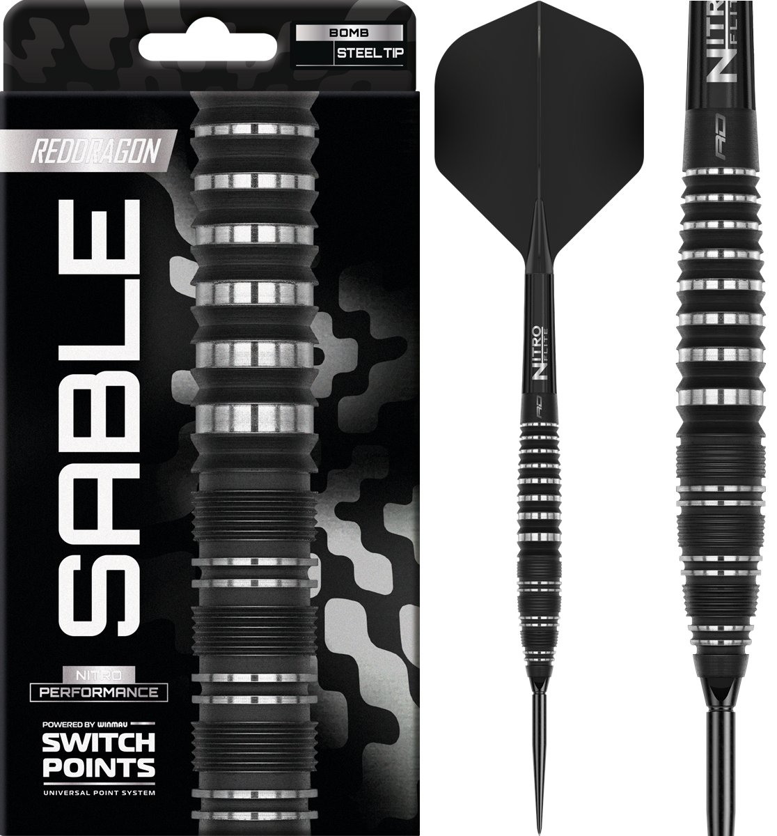 Reddragon Sable Bomb Switch Point 90% Steeldarts 22/24/26 Gramm Steeldarts