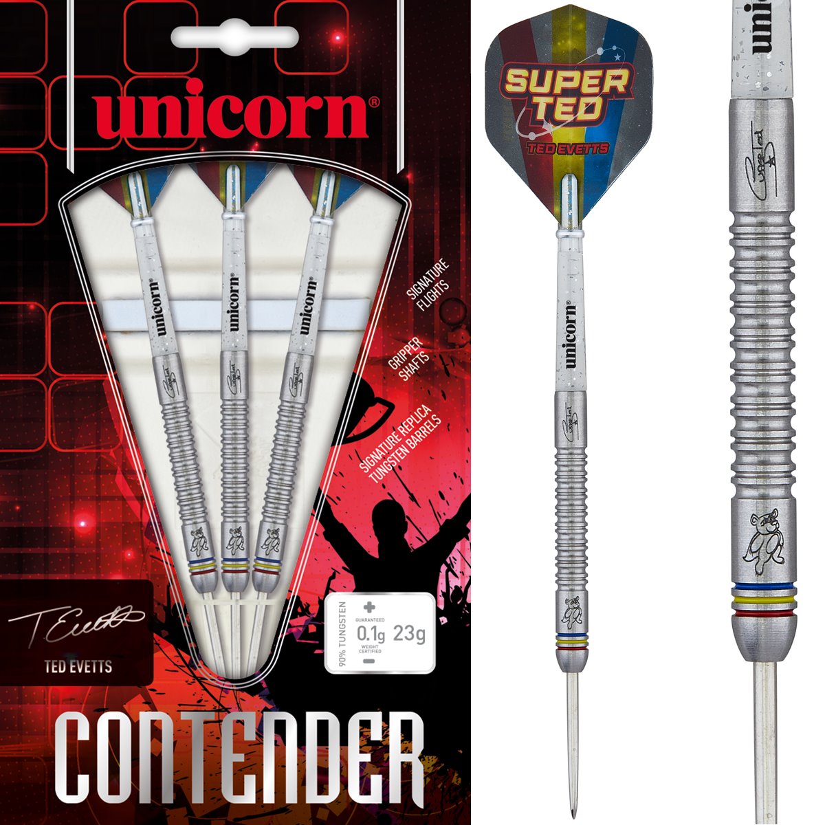 Unicorn Contender Ted Evetts 90% Phase 2 Steeldarts 23 Gramm Steeldarts