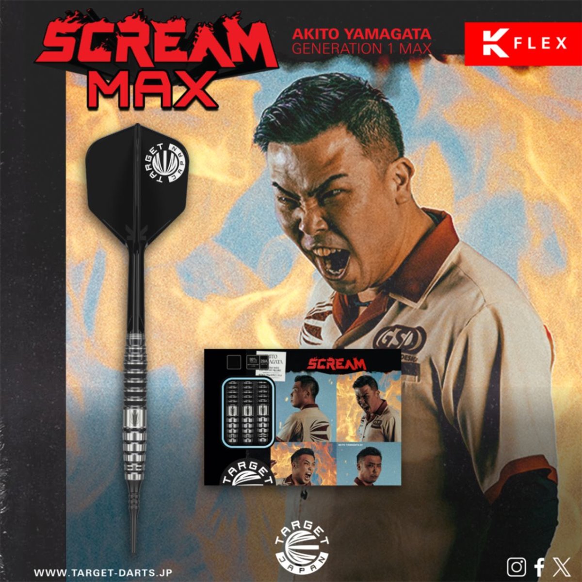 Target Scream Akito Yamagata Max Prime Series 90% 2BA Softdarts 21 Gramm Softdarts