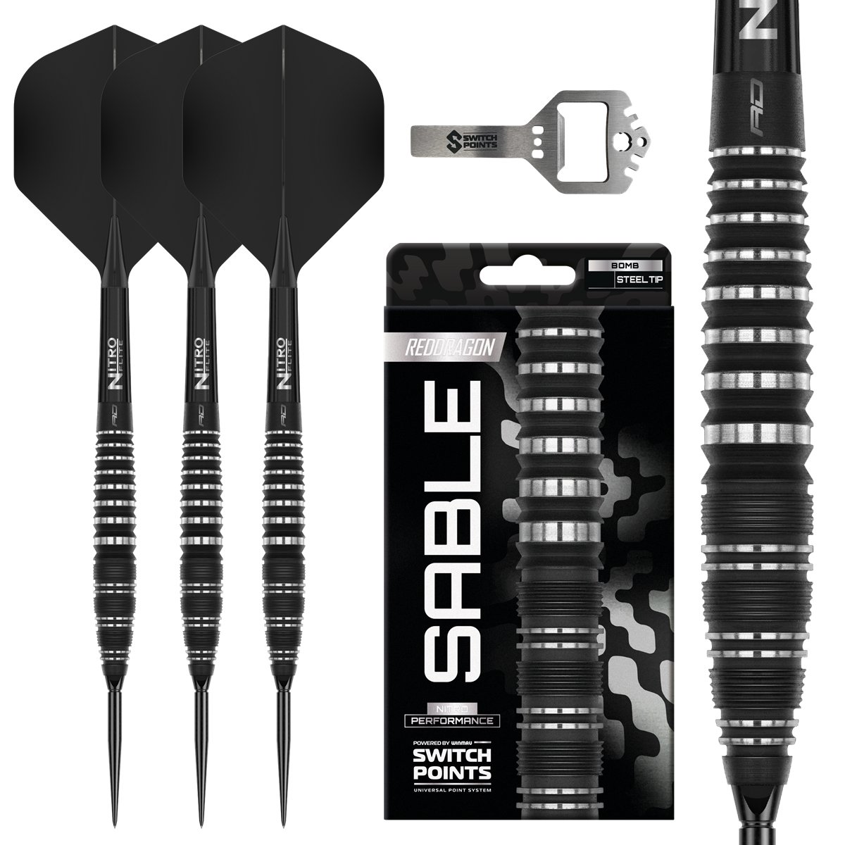 Reddragon Sable Bomb Switch Point 90% Steeldarts 22/24/26 Gramm Steeldarts