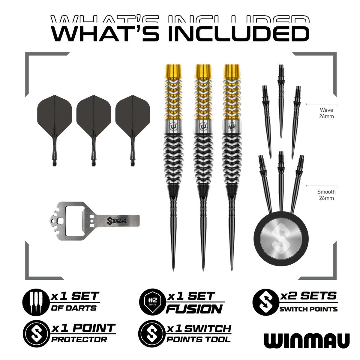 Winmau Exion Torpedo Switch Point 90% Steeldarts 22/23/24 Gramm Steeldarts