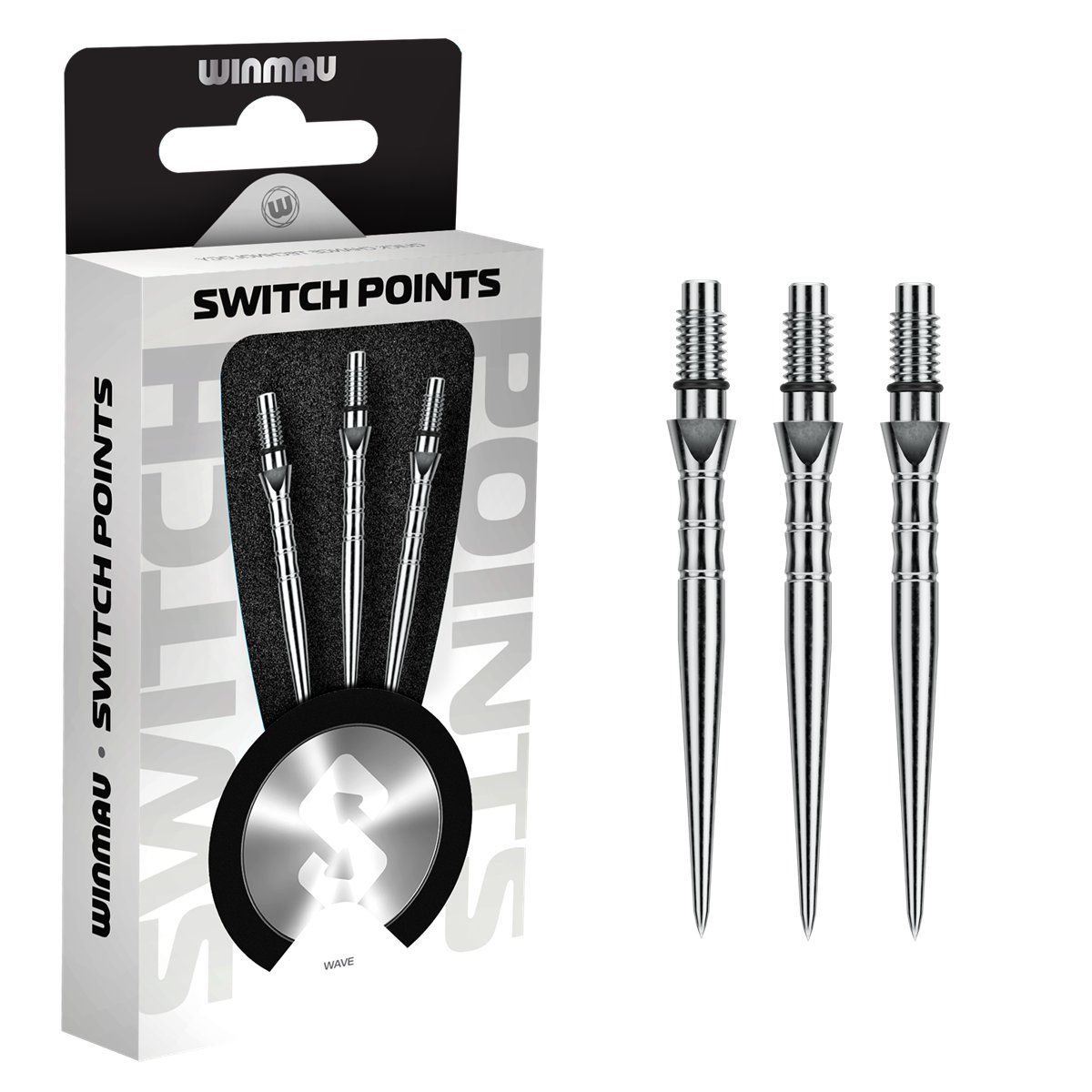 Winmau Switch Points Wave 26/30/40 mm Silber/Schwarz Wechselspitzen