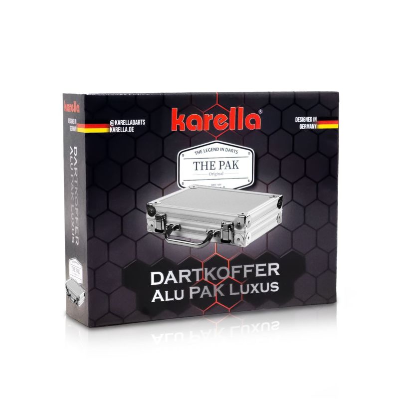 Karella Dart Koffer silber für zwei Dartpfeil-Sets / Flights und Spitzen Aufbewahrung