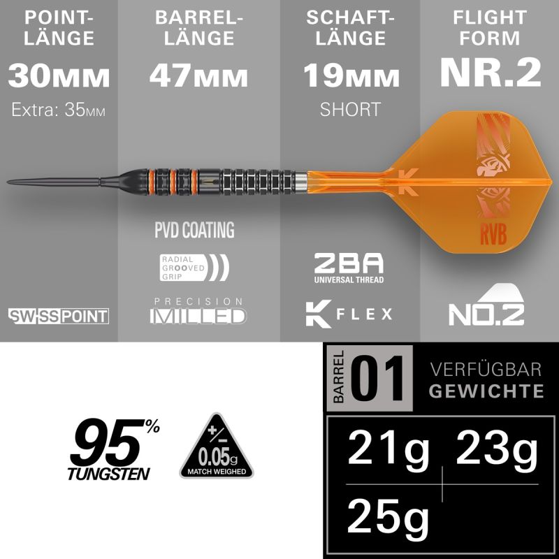 Target Raymond van Barneveld 95K SP 95% Steeldarts 21/23/25 Gramm Steeldarts