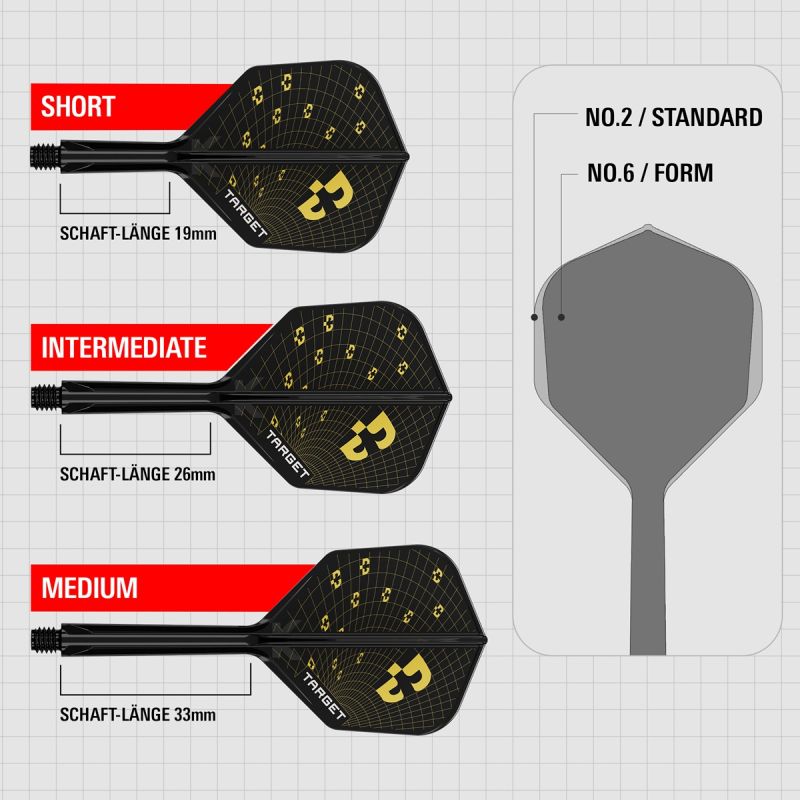 Target K-Flex Bolide Shaft/Flight System Shape No6 Shafts