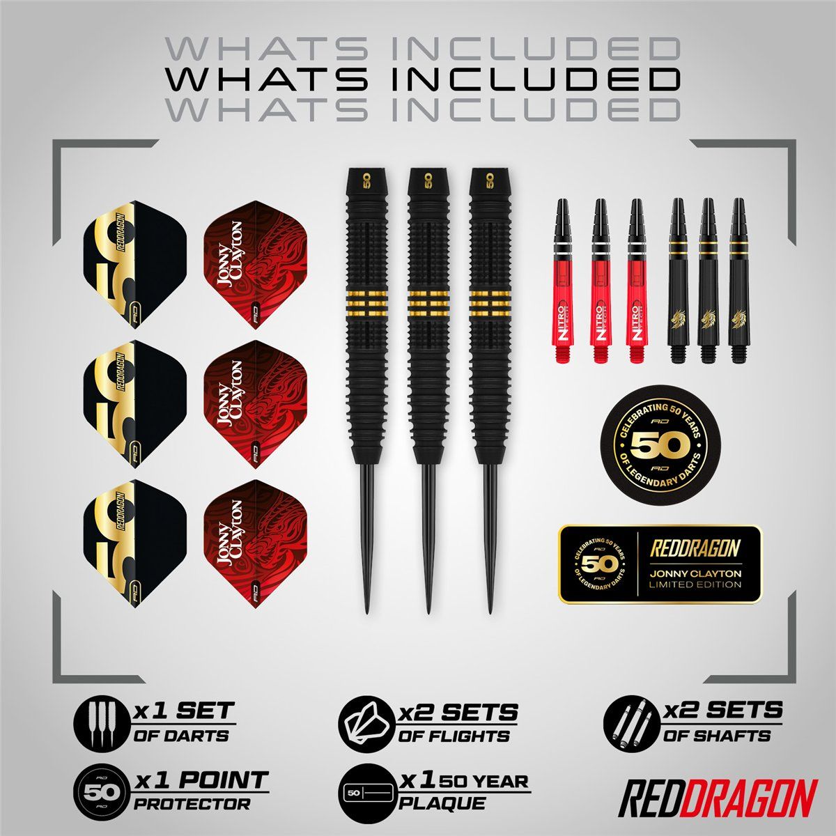 Reddragon Jonny Clayton 50 Years Limited Edition 90% Steeldarts 22 Gramm Steeldarts