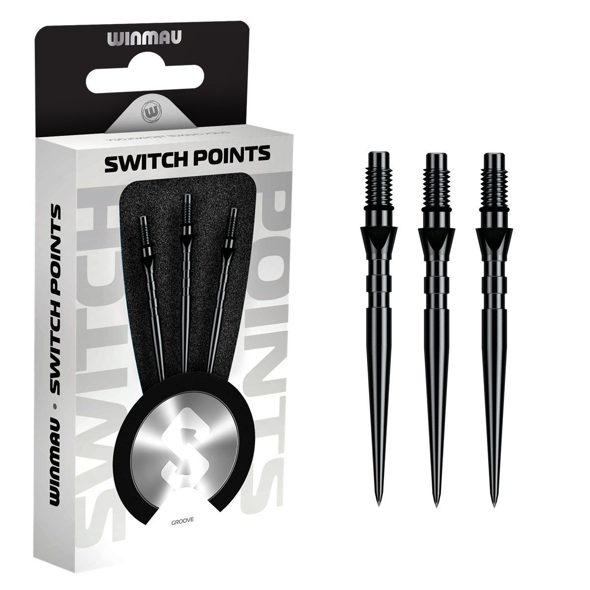 Winmau Switch Points Groove 26/30/40 mm Silber/Schwarz Wechselspitzen
