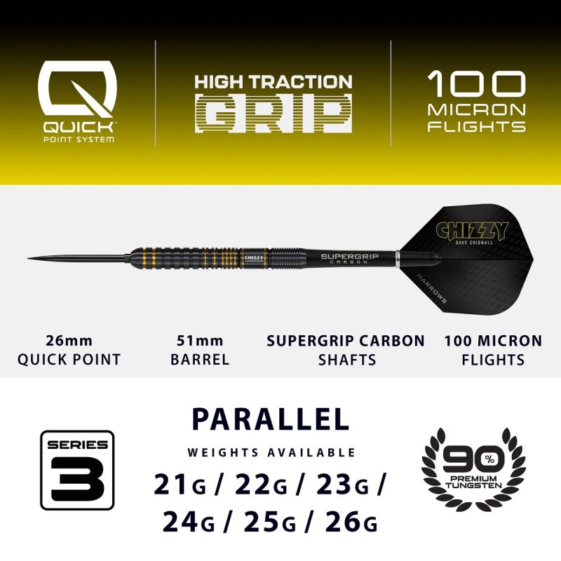 Harrows Dave Chizzy Chisnall G3 Quick Point 90% Steeldarts 21/22/23/24/25/26 Gramm Steeldarts
