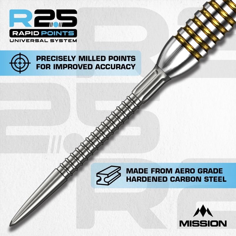Mission R2.5 Rapid Point RP GV1 Silber/Schwarz/Gold 30/35/40 mm Wechselspitzen