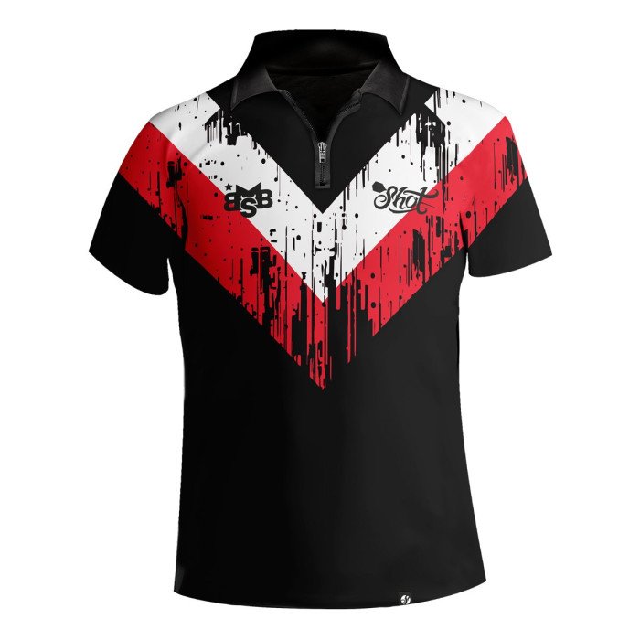 Shot Michael Smith White Strip Polo Player Shirt 4XL Dartshirt