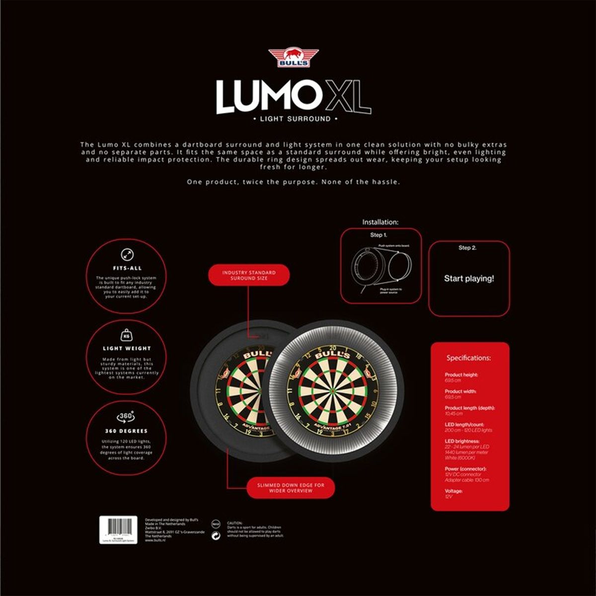 1 tlg. Bull´s Lumo XL Catchring Dart Auffangring Surround Licht-System Auffangring