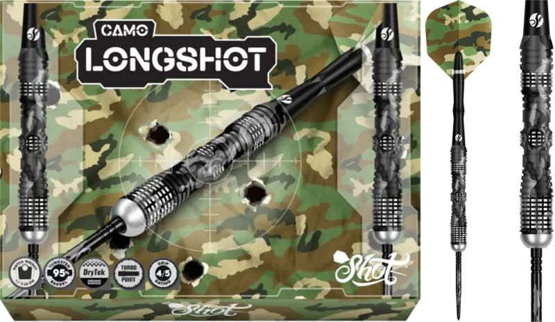 Shot! Camo Longshot TP 95% Steeldart 23/24/25 Gramm Steeldarts