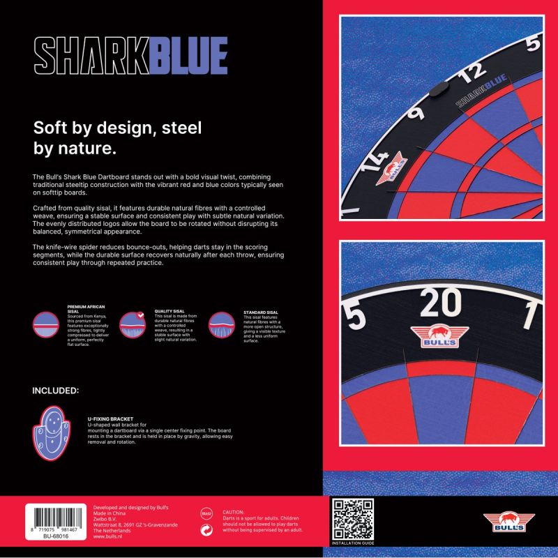 Bull's NL Shark Pro Blue Dartboard Bristle Board