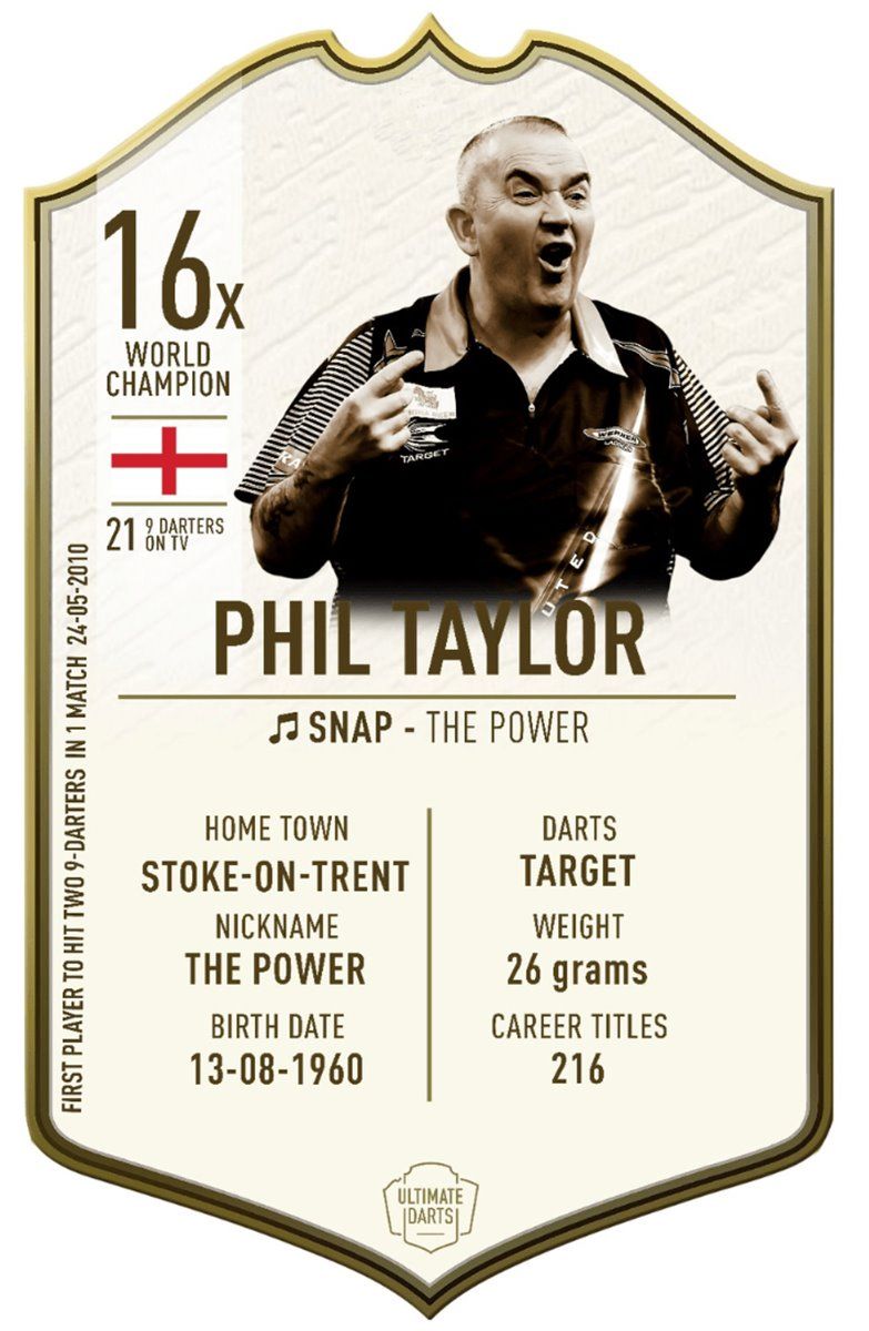 Ultimate Card Immortals Phil Taylor Dart Karte 37 x 25 cm Fanshop