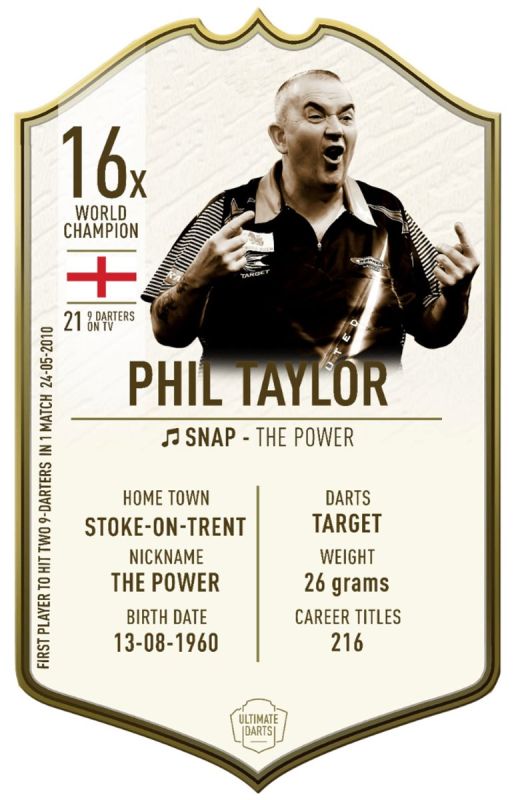 Ultimate Card Immortals Phil Taylor Dart Karte 37 x 25 cm Fanshop