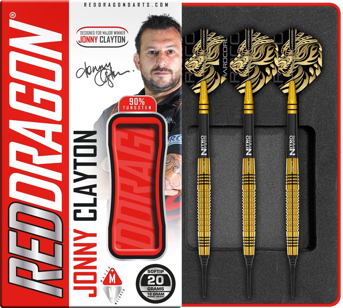 Reddragon Jonny Clayton Gold 90% Tungsten Softdarts 20 Gramm Softdarts