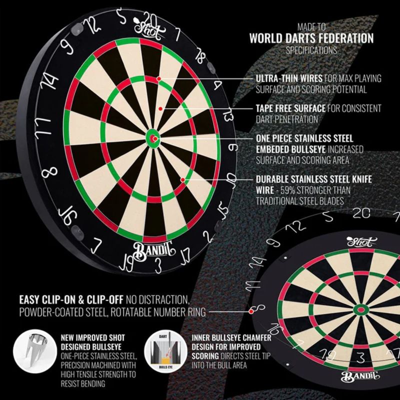 Shot Bandit Dartboard Professional 4. Generation Steeldart Scheibe