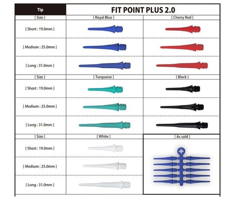 CosmoDarts Fit Point PLUS 2.0 60 Stück 2BA 19/25/31 mm Tips Kunststoffspitzen