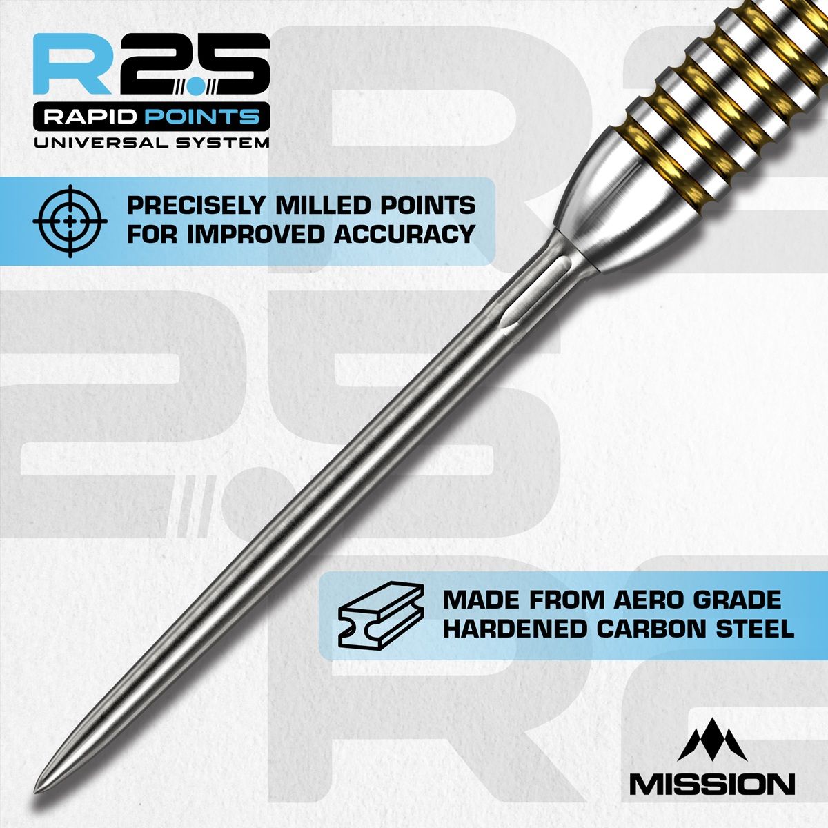 Mission R2.5 Rapid Point RP SM1 Silber/Schwarz 30/35/40 mm Wechselspitzen