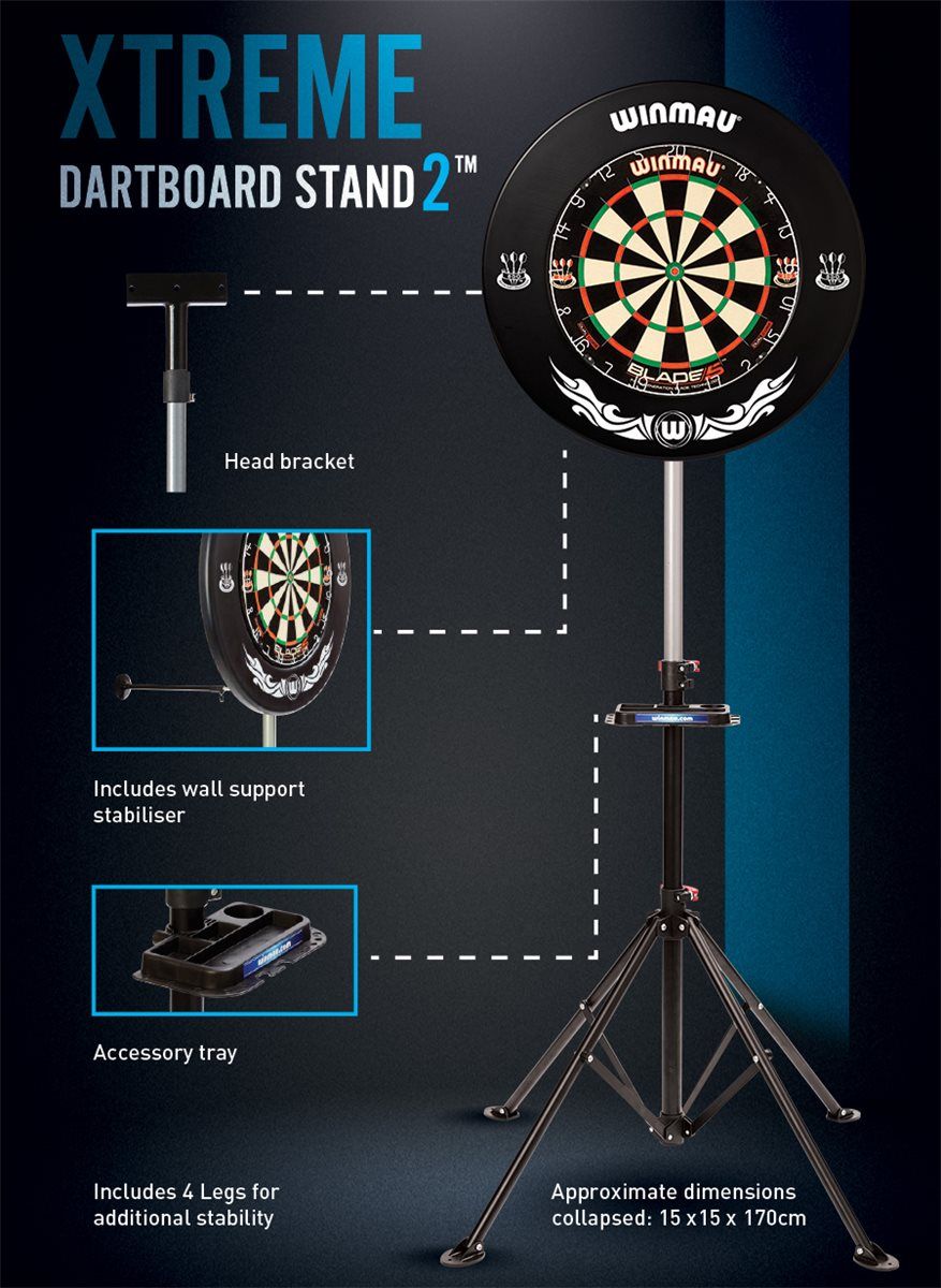 Dartboardständer - WINMAU "Xtreme 2", passend für alle Dartboards, Dartscheibe Ständer