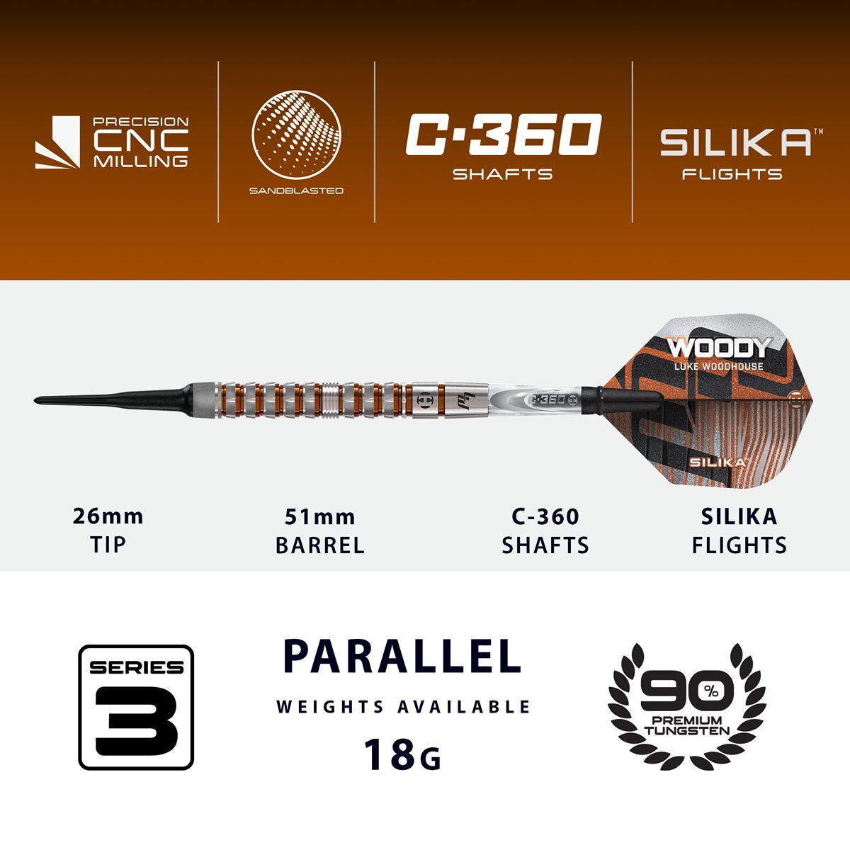 Harrows Luke Woodhouse G3 90% Softdarts 18 Gramm Softdarts