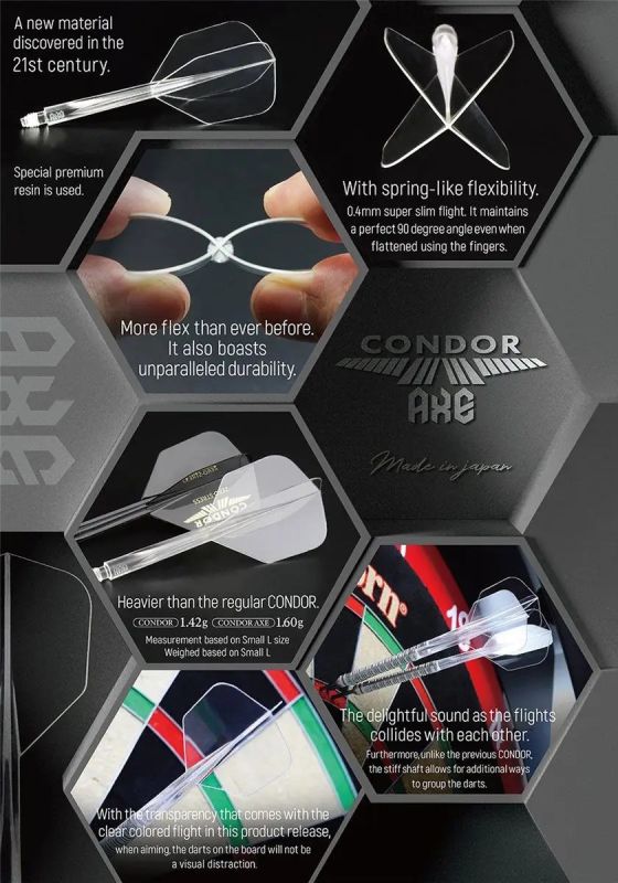 Condor Dart Flights Shafts AXE Revival Gelb Shape No6 Flights