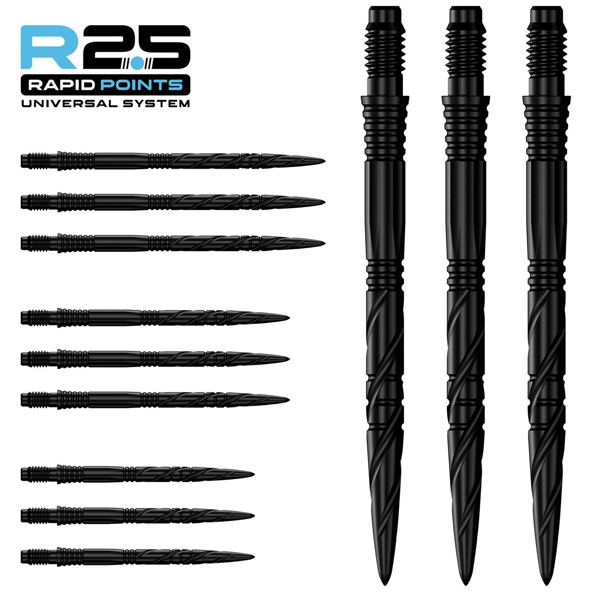 Mission R2.5 Rapid Point RP SGV Silber/Schwarz 30/35/40 mm Wechselspitzen