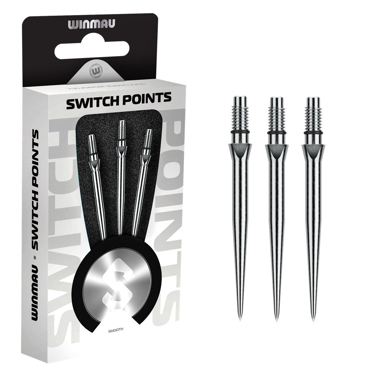 Winmau Switch Points Smooth 26/30/40 mm Silber/Schwarz Wechselspitzen