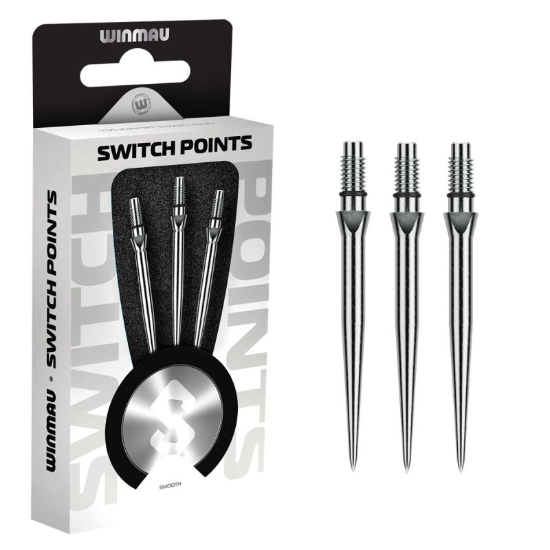 Winmau Switch Points Smooth 26/30/40 mm Silber/Schwarz Wechselspitzen