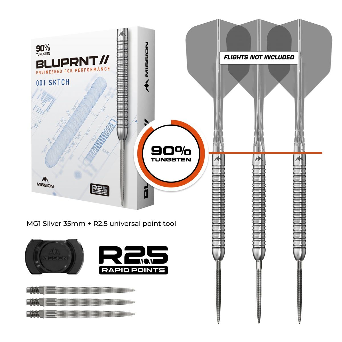 Mission BLUPRNT SKTCH R2.5 RP 90% Steeldarts 23/25 Gramm Steeldarts