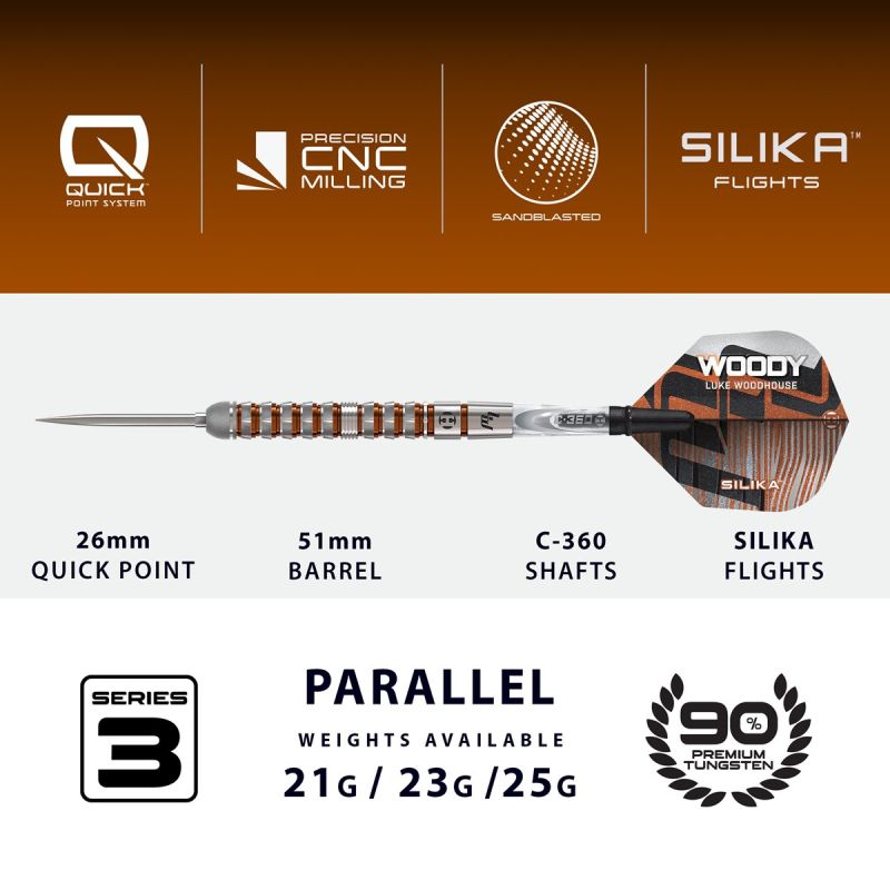 Harrows Luke Woodhouse G3 90% Quick Points Steeldarts 21/23/25 Gramm Steeldarts