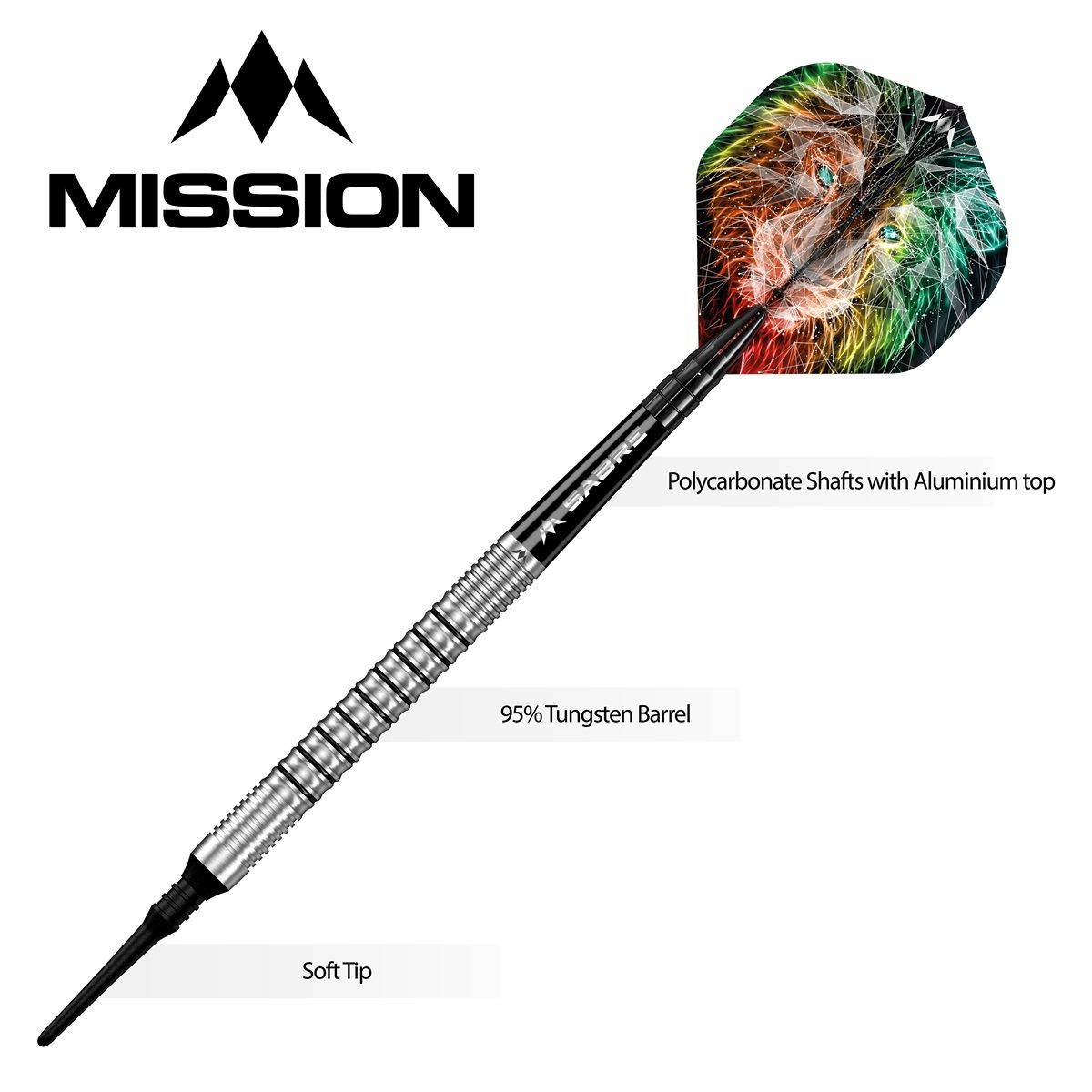 Mission Dominik Grüllich 95% Silver-Black Rings Softdarts 18 Gramm Softdarts
