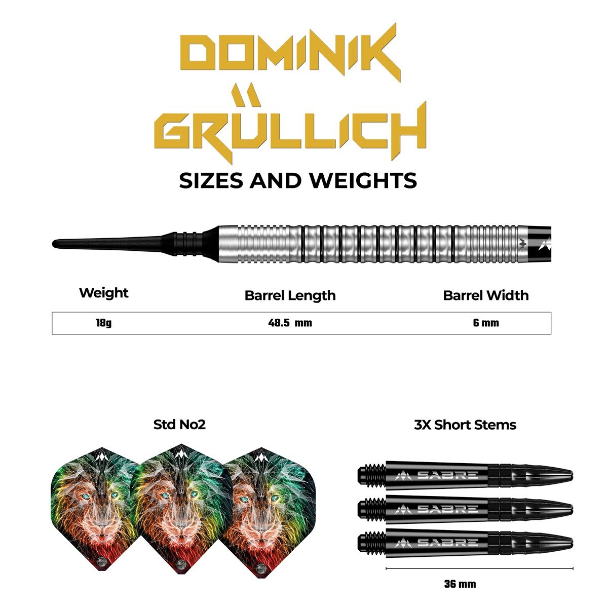 Mission Dominik Grüllich 95% Silver-Black Rings Softdarts 18 Gramm Softdarts