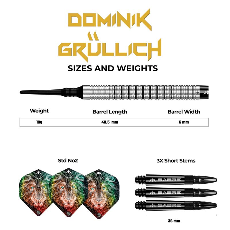Mission Dominik Grüllich 95% Silver-Black Rings Softdarts 18 Gramm Softdarts